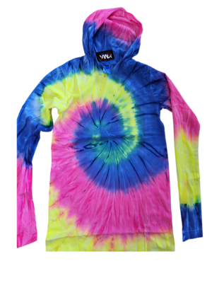 Adult Tie Dye Long Sleeve Shirt With Hood (Prepack) - "Multiple Designs"