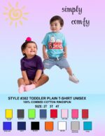 Toddler Solid Color Short Sleeve T-shirt Unisex - "100% Combed Cotton & Ringspun"