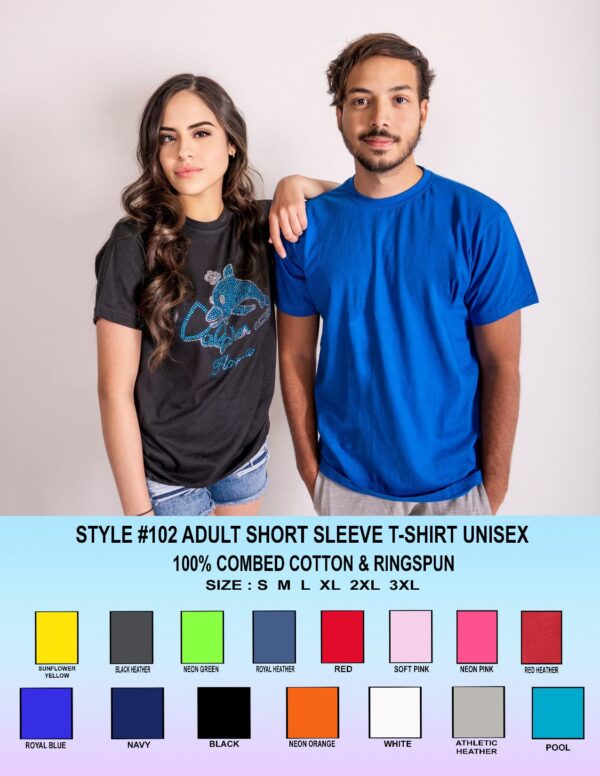 Adult Solid Color Short Sleeve T-shirt Unisex - "100% Combed Cotton & Ringspun"