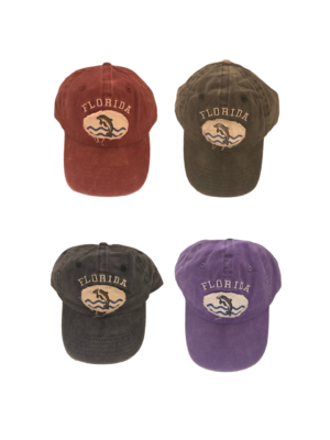 Florida 100% Cotton Cap – “Dolphin” (Burgundy, Olive, Black, Purple)