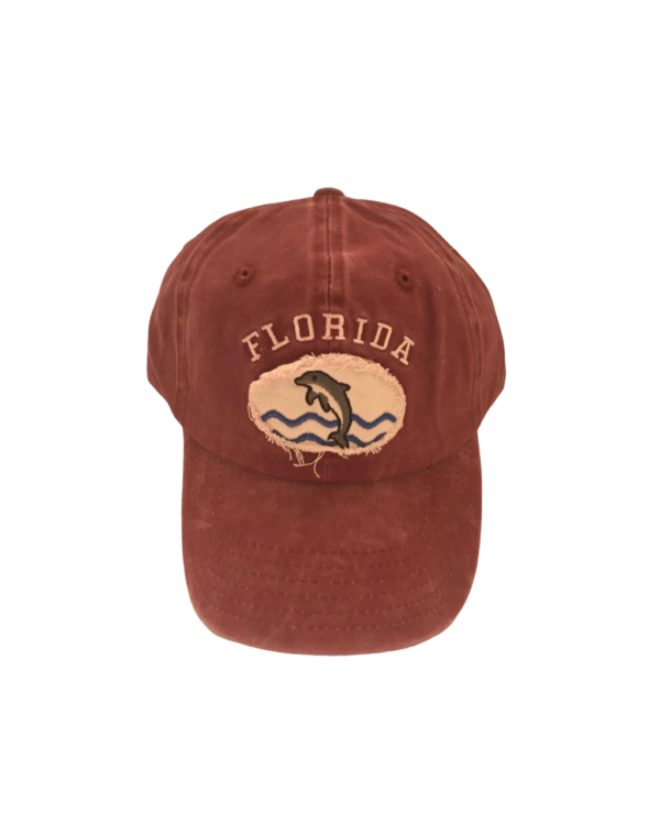 Florida 100% Cotton Cap – “Dolphin” (Burgundy, Olive, Black, Purple)